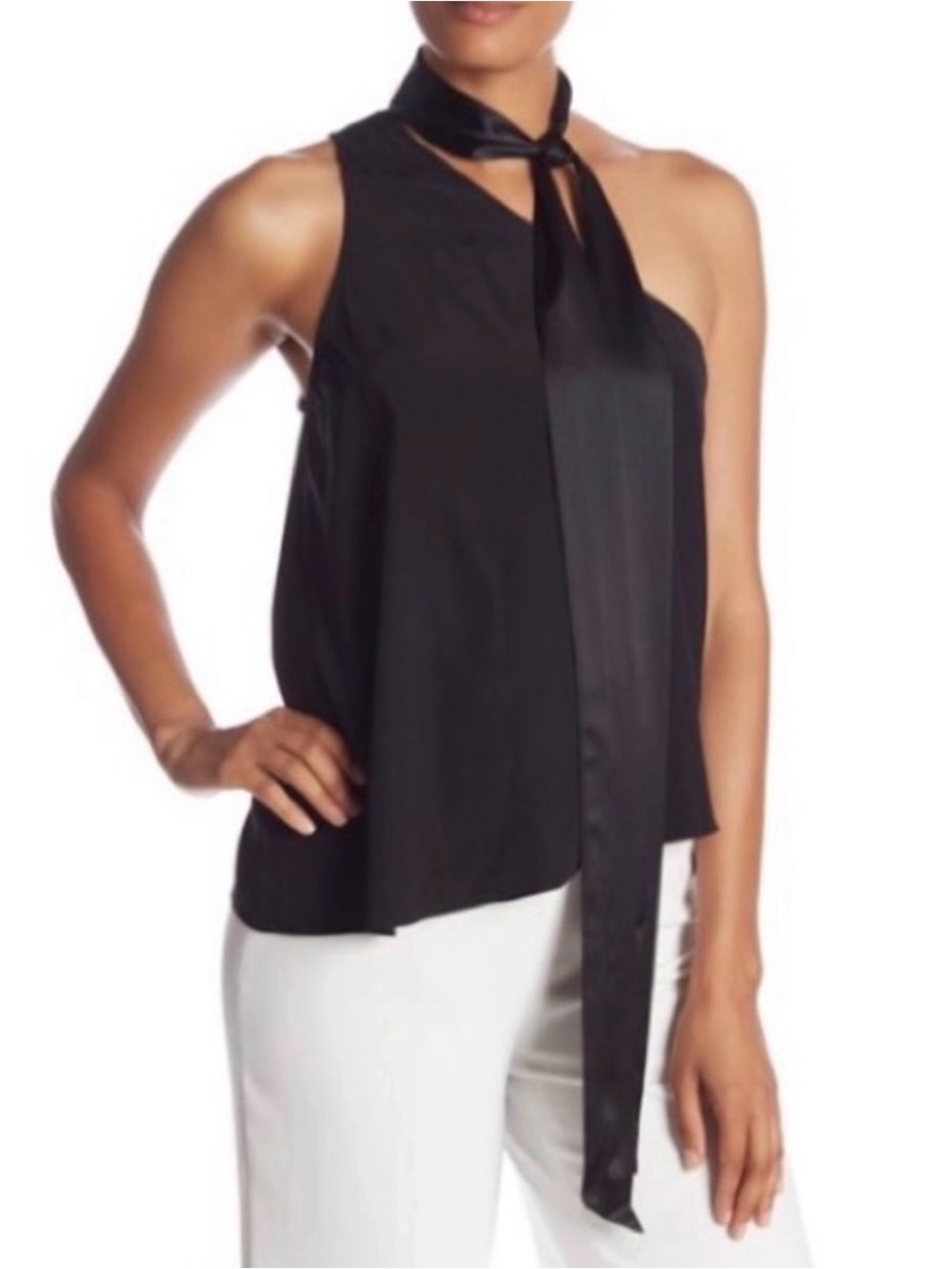 Ramy Brook BlackJules Tie-Neck Halter Top Size Small